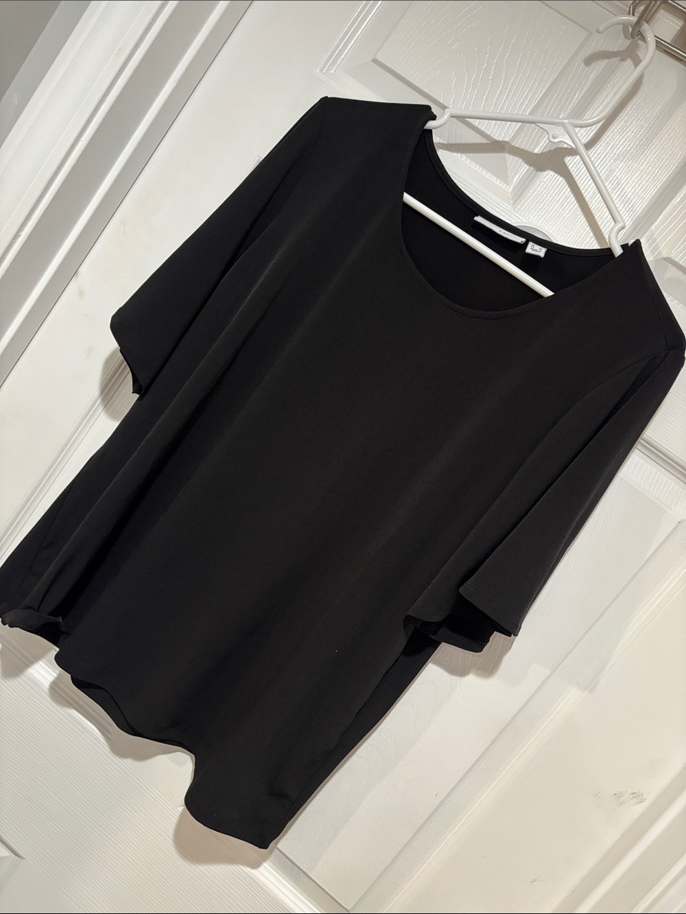 SUSAN GRAVER Black Liquid Knit 1/2 Sleeve Women's Top